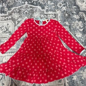 Matilda Jane Red and Pink Polka Dot Tiered Long-Sleeve Dress